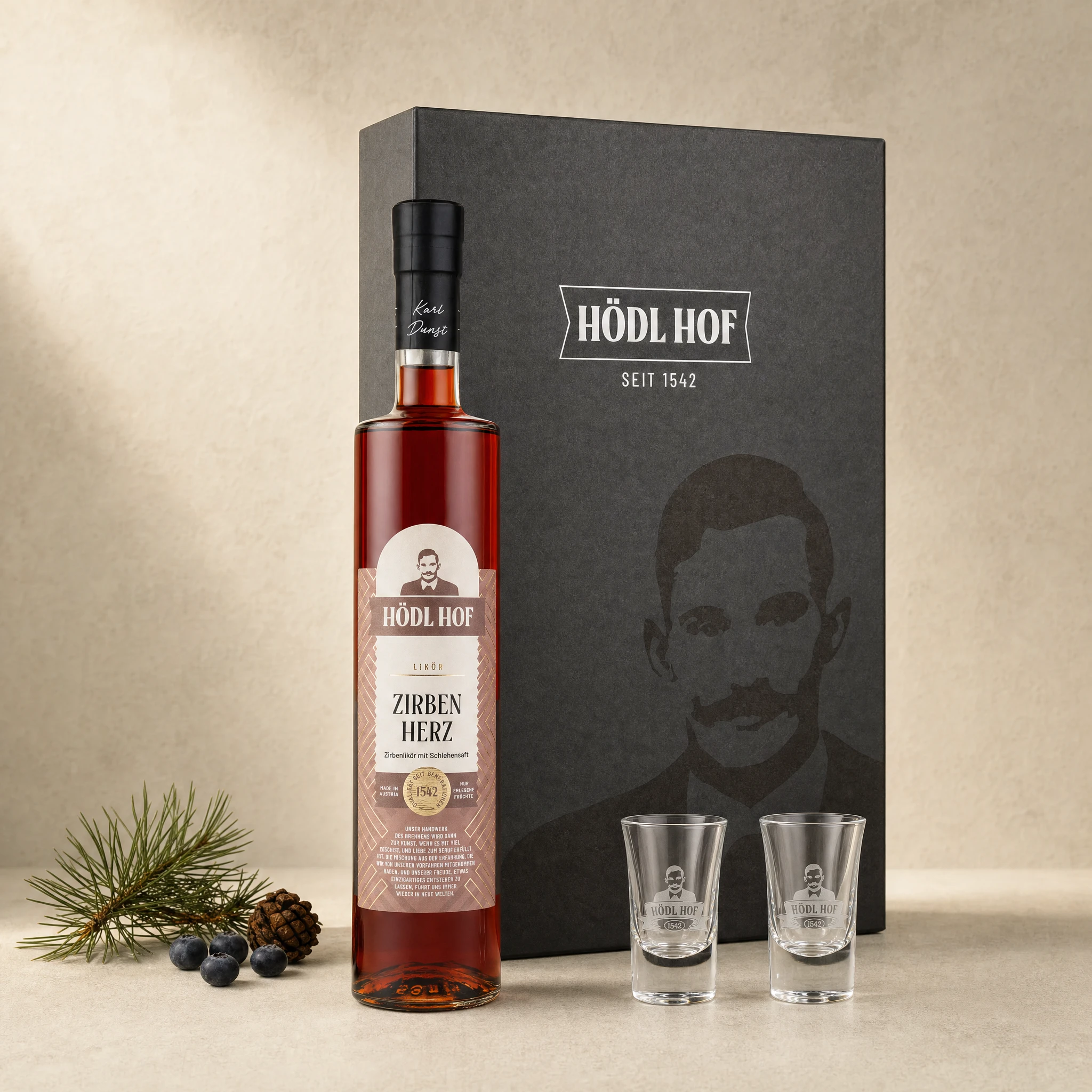 Hödl Hof Geschenkset Zirben Likör „Zirbenherz“ | 0,5l