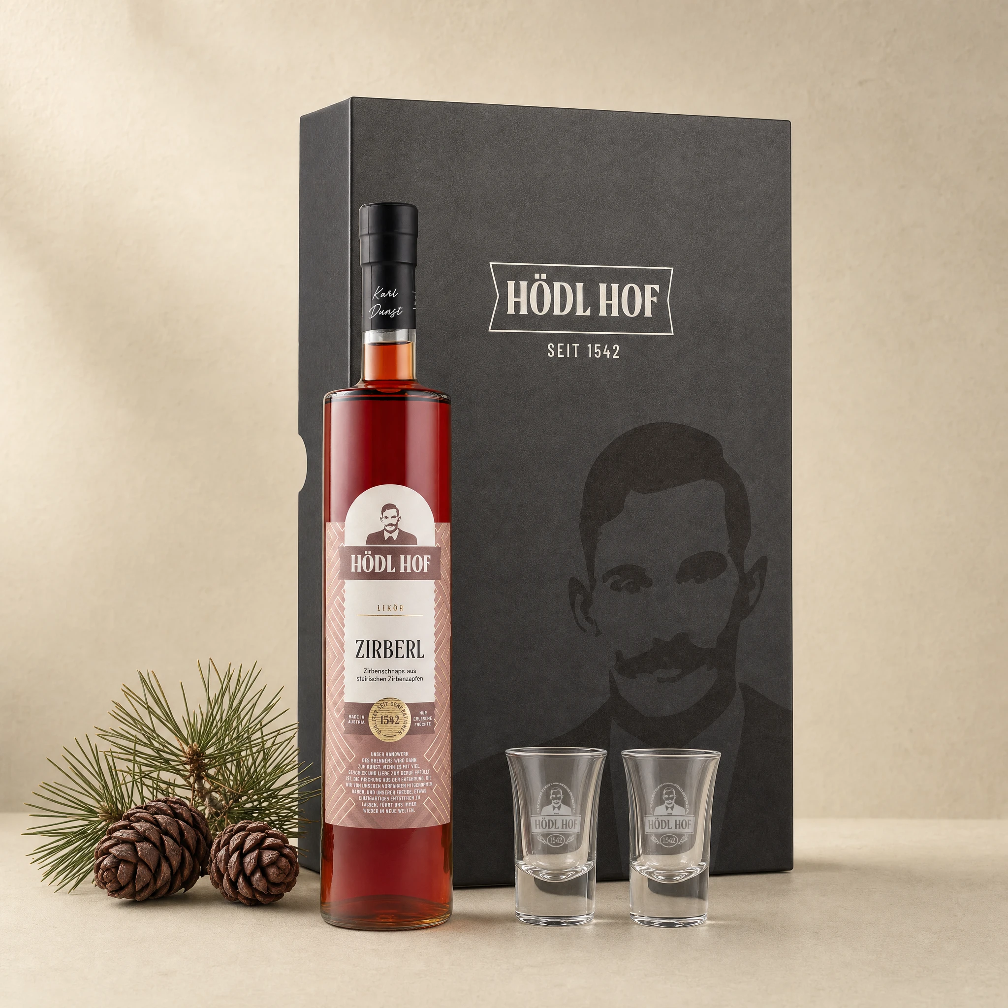 Hödl Hof Geschenkset Zirbenschnaps „Zirberl“ | 0,5l