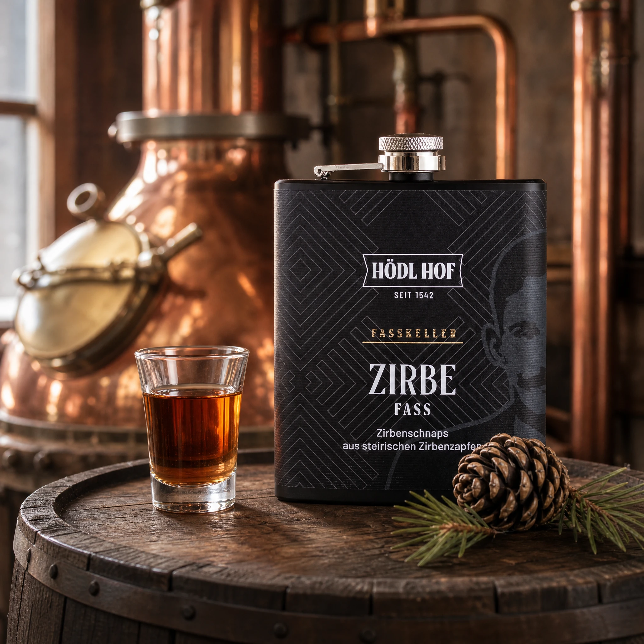 Hödl Hof Alte Zirbe Schnaps | 38% Vol. | 0,2l Flachmann