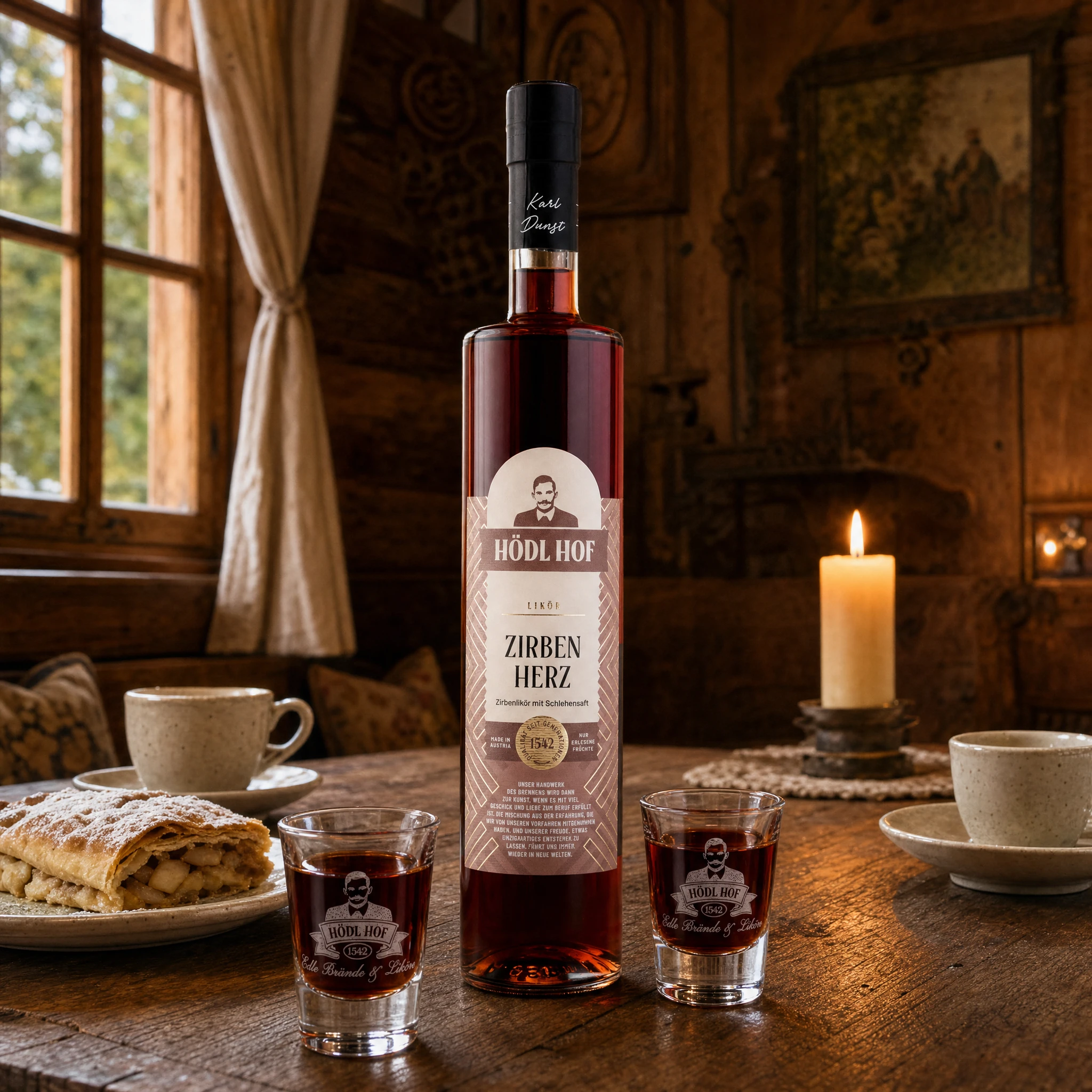 Hödl Hof Zirbenlikör | Zirbenherz | 20% Vol. | 0,5l | Zirbe & Alpine Kräuter