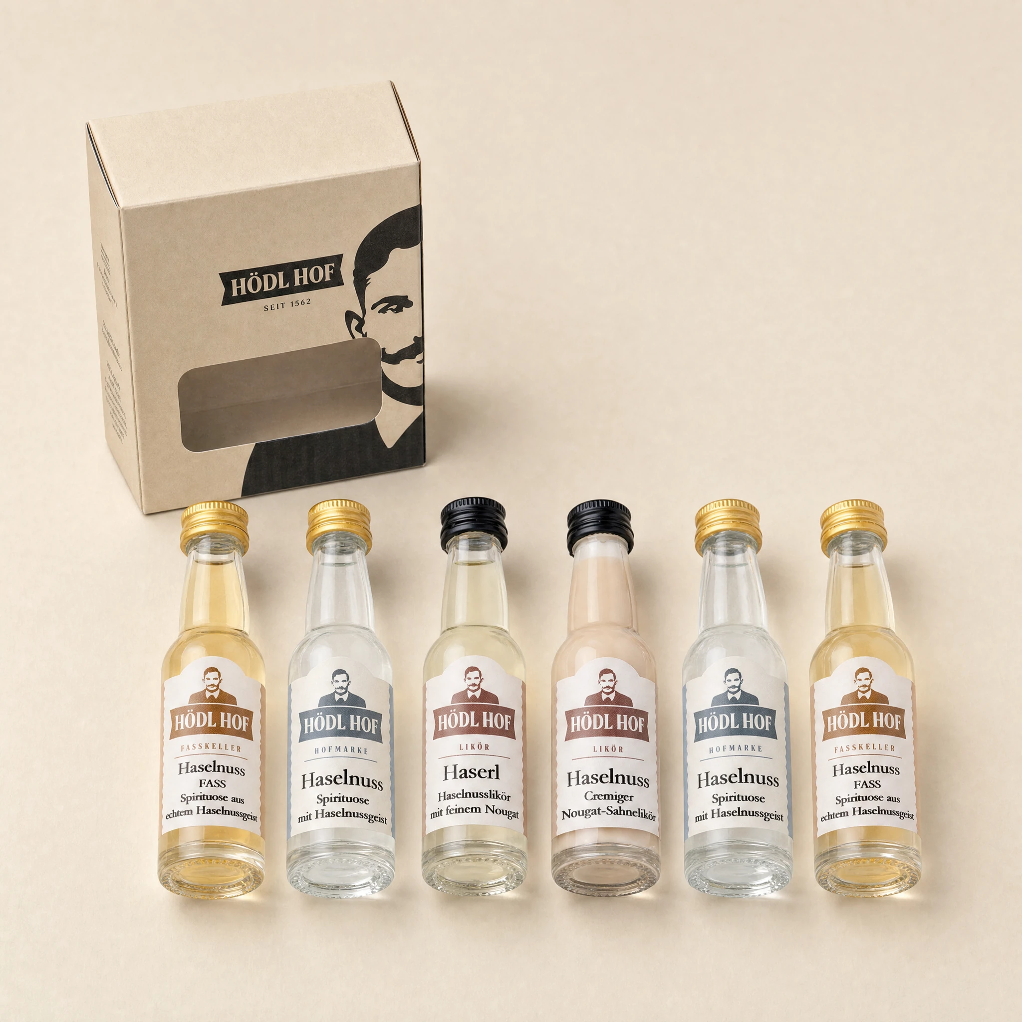 Hödl Hof Haselnussschnaps & Co  Miniaturen Probierset | 6x0,02l