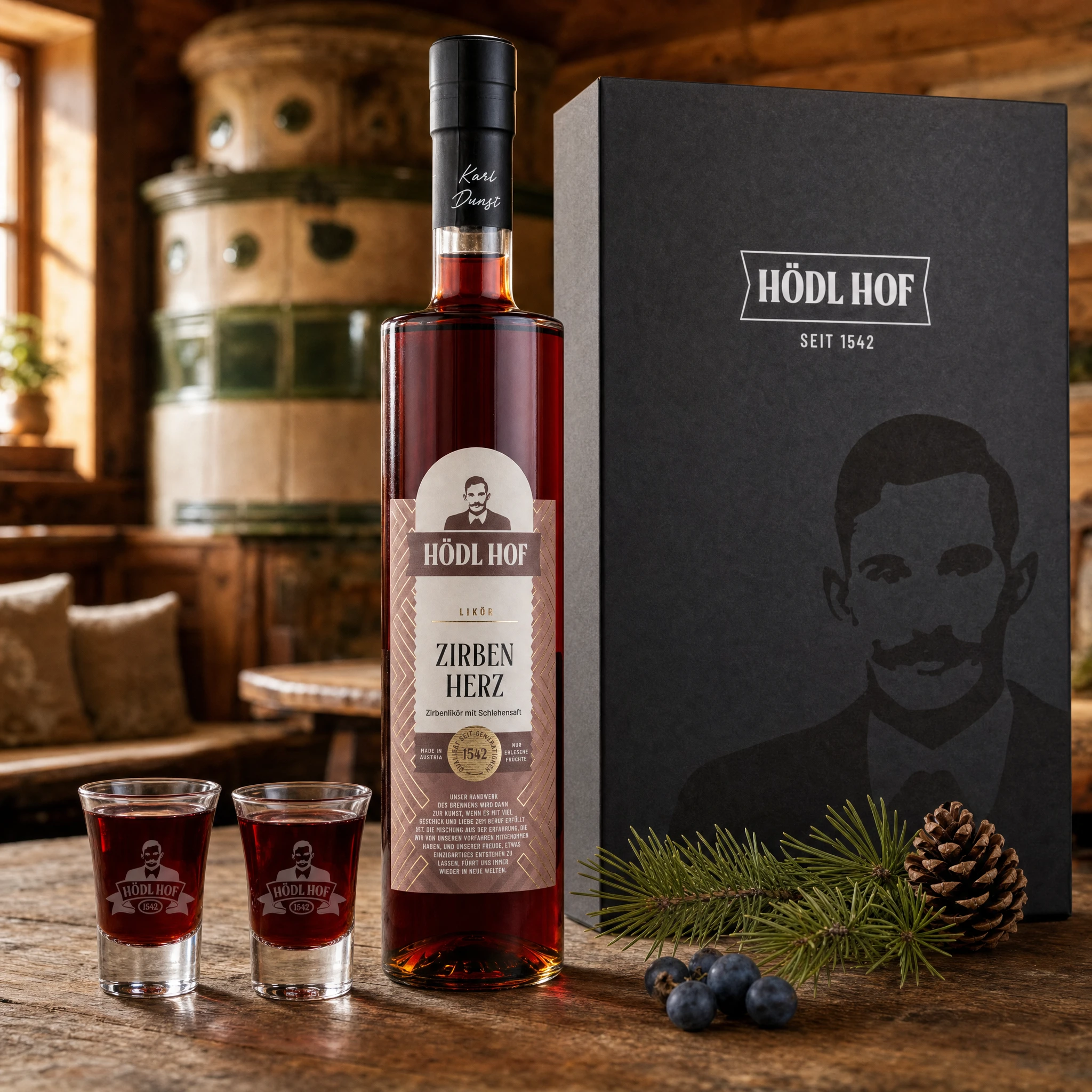 Hödl Hof Geschenkset Zirben Likör „Zirbenherz“ | 0,5l
