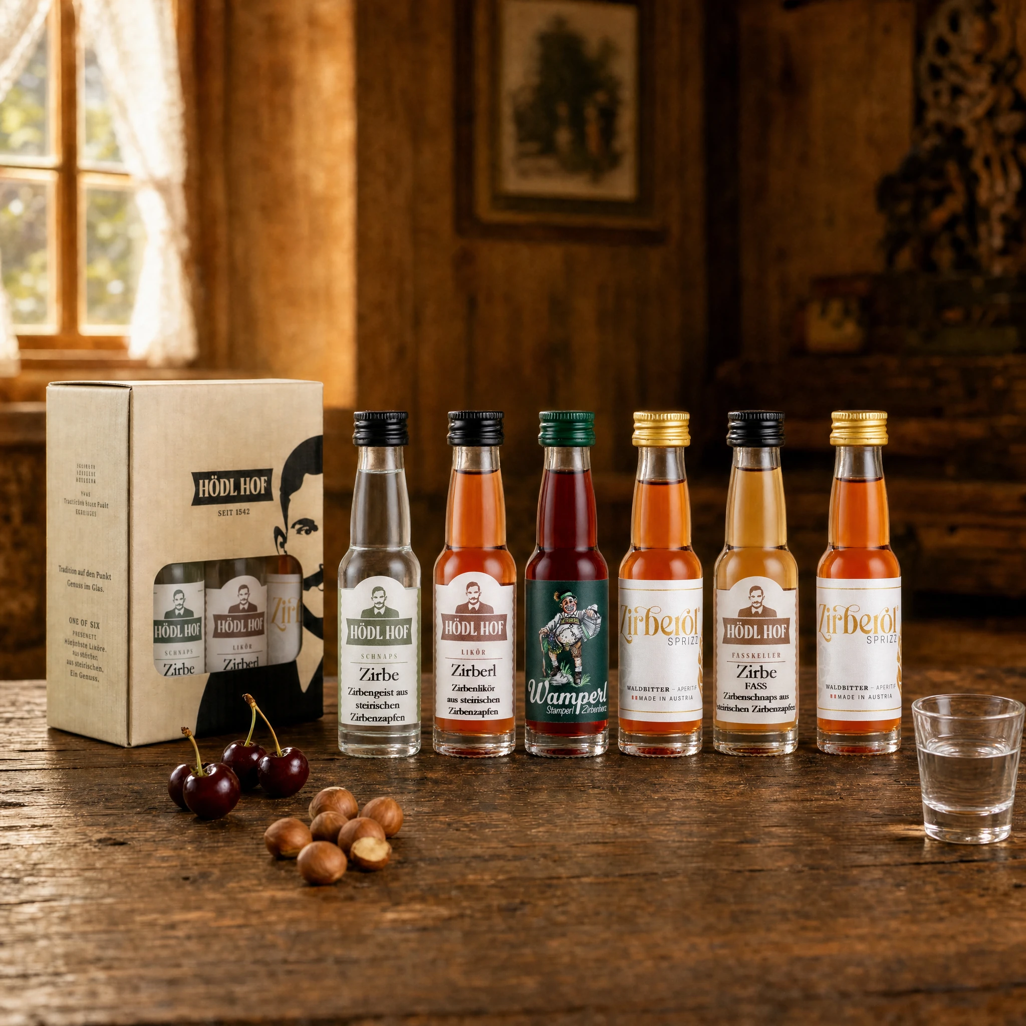Hödl Hof Zirbenschnaps & Co Miniaturen Probierset | 6x0,02l