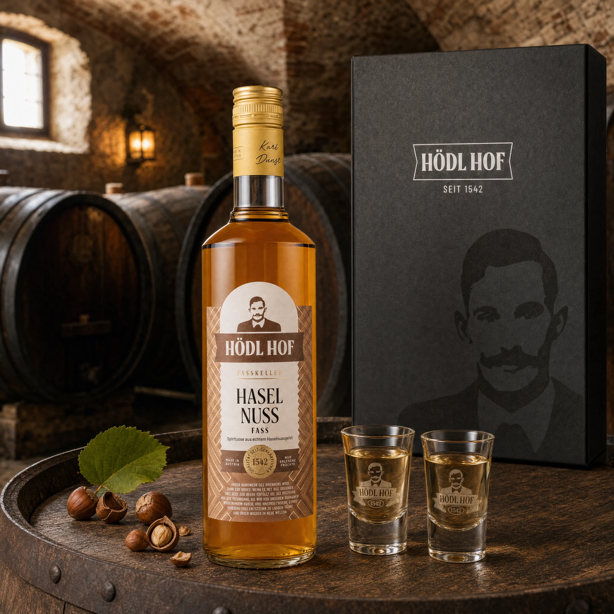 Hödl Hof Geschenkset Haselnuss Fass | 0,7l