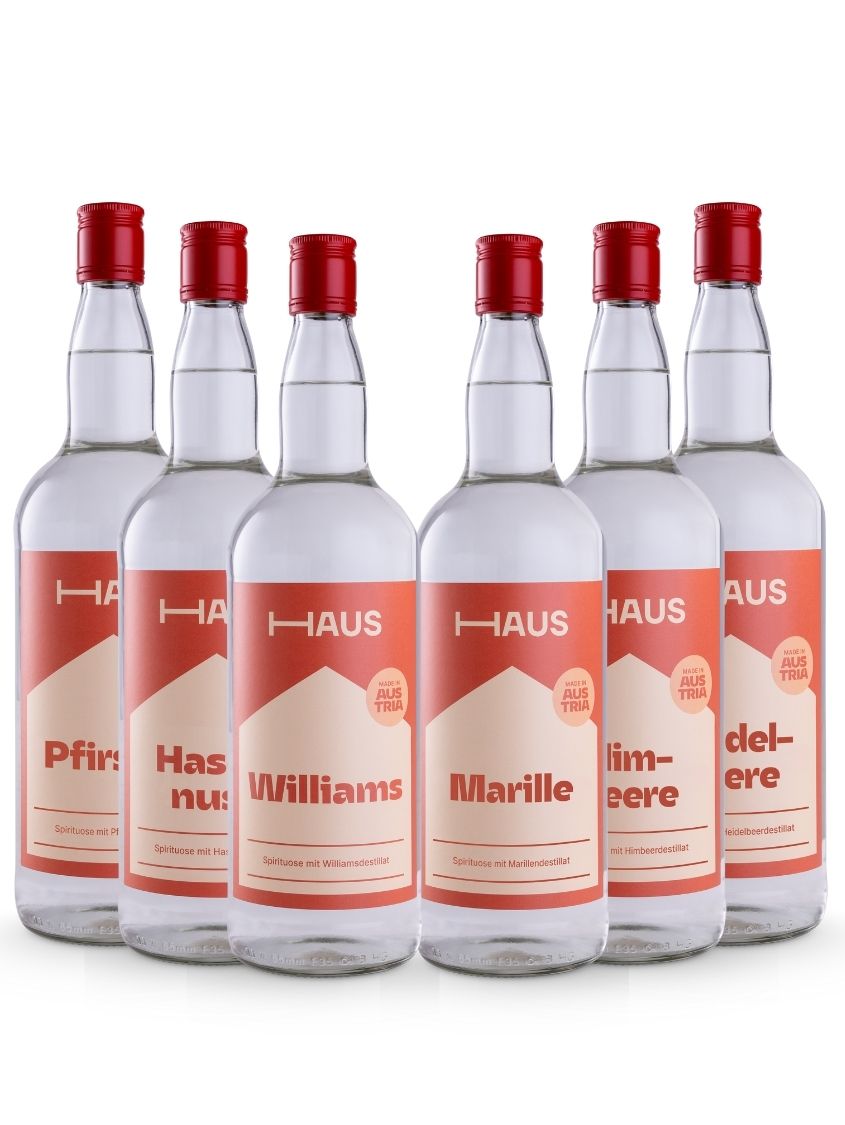 HAUS Schnaps Super-Set 6 × 1,0 l | 33 % Vol. | 4 + 2 GRATIS! HAUS Schnaps Super-Set 6 × 1,0 l | 33 % Vol. | 4 + 2 GRATIS!