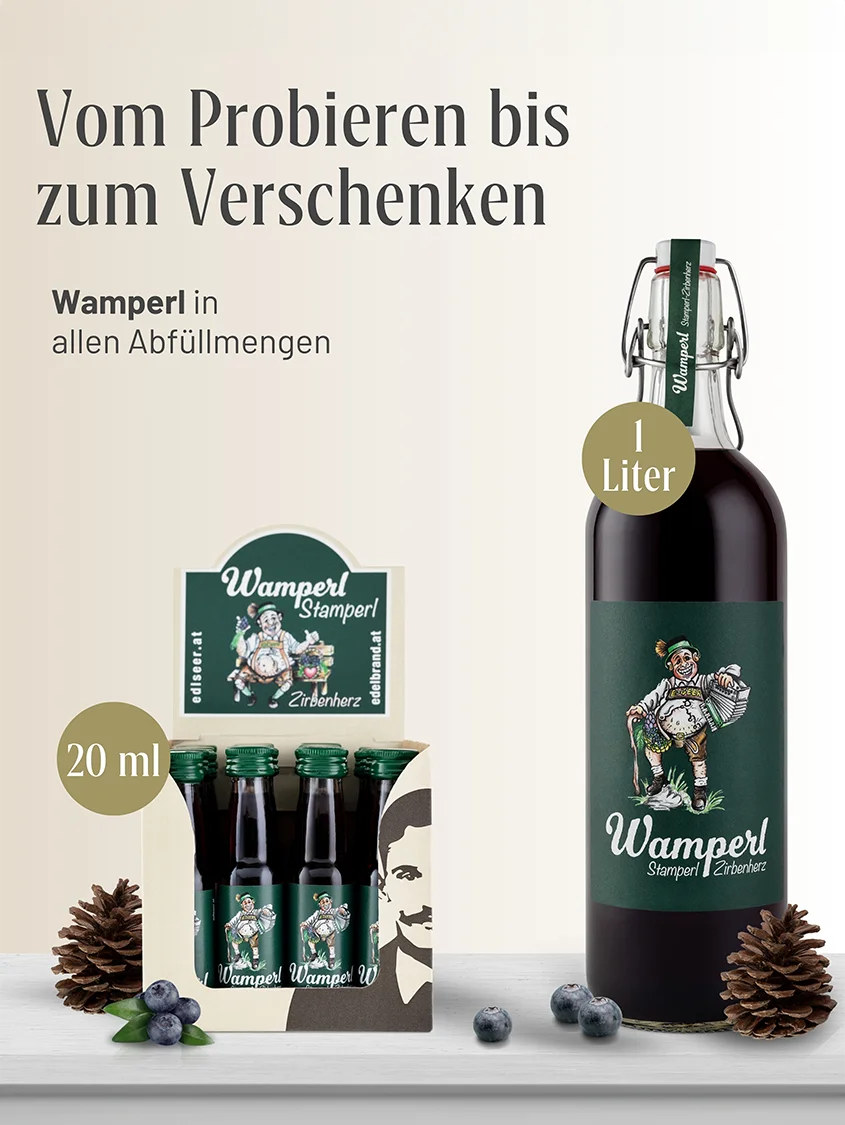 Hödl Hof Wamperl Stamperl Zirbenherz Likör | 25% Vol. | 1,0l