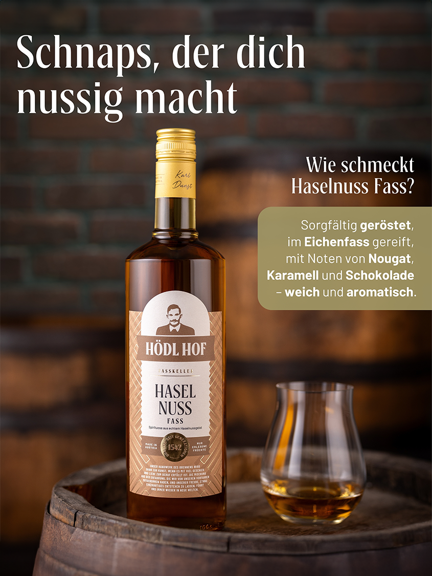 Hödl Hof Haselnuss Fass Schnaps Fassgelagert | 38% Vol. | 0,7l