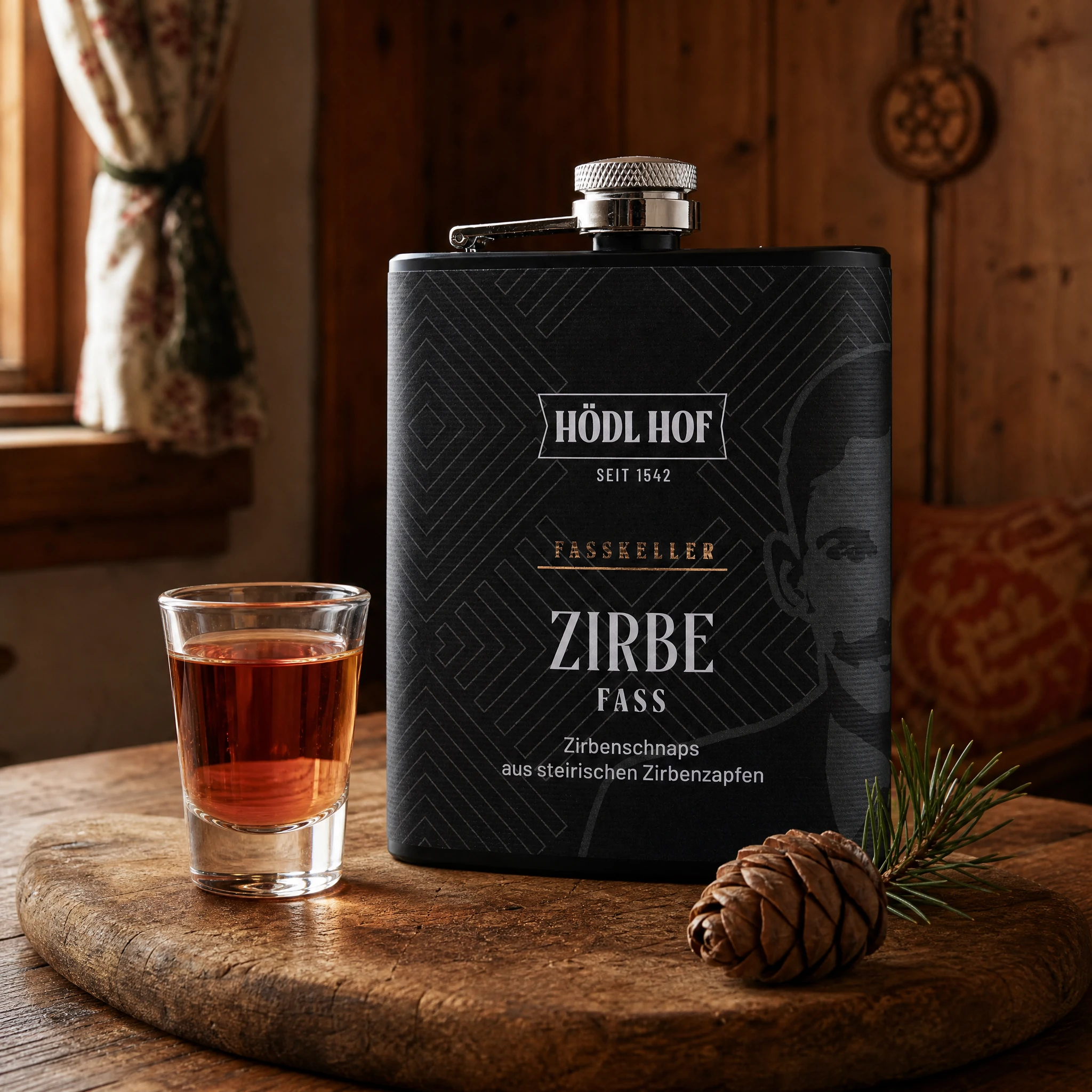 Hödl Hof Alte Zirbe Schnaps | 38% Vol. | 0,2l Flachmann