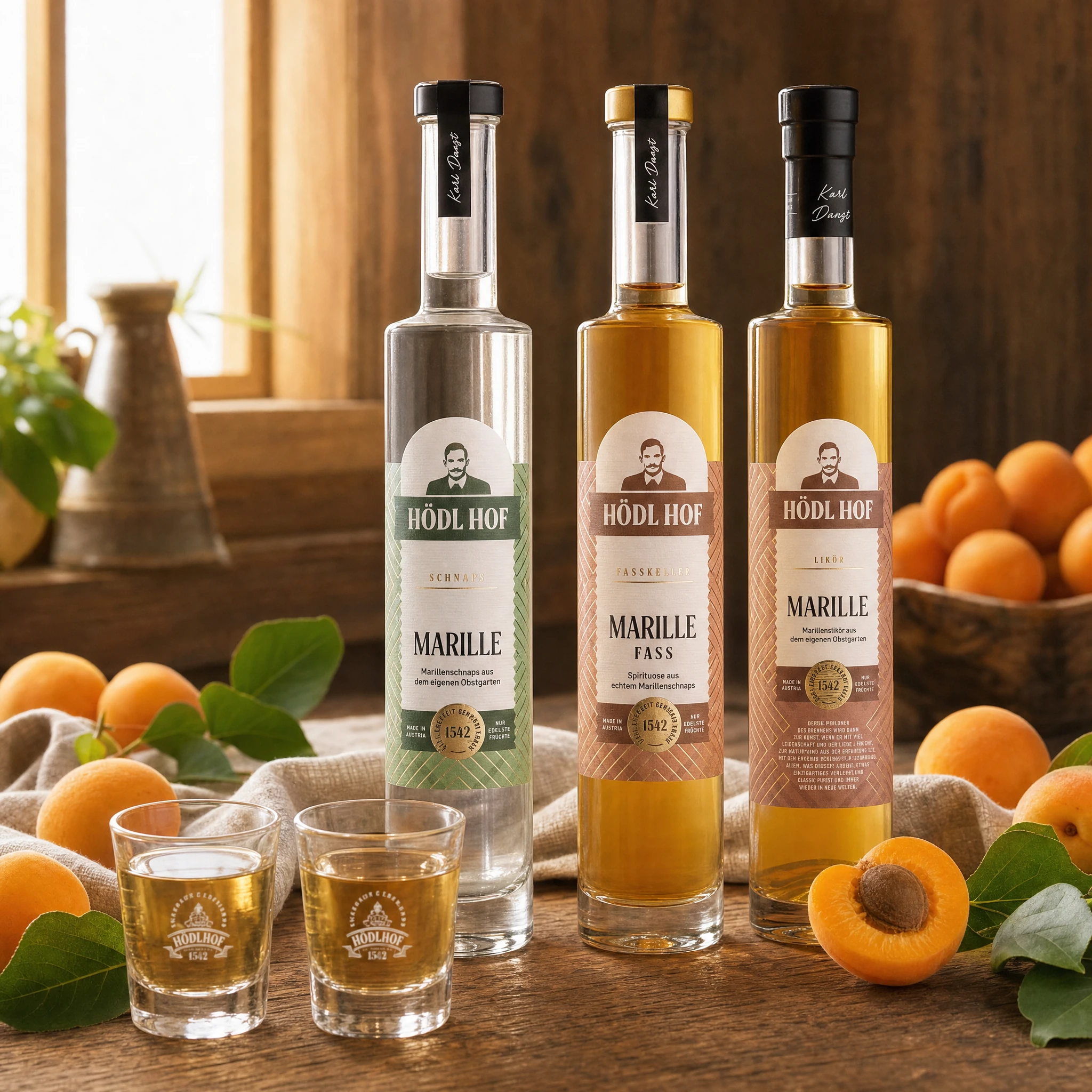 Marillenschnaps im Glas genießen