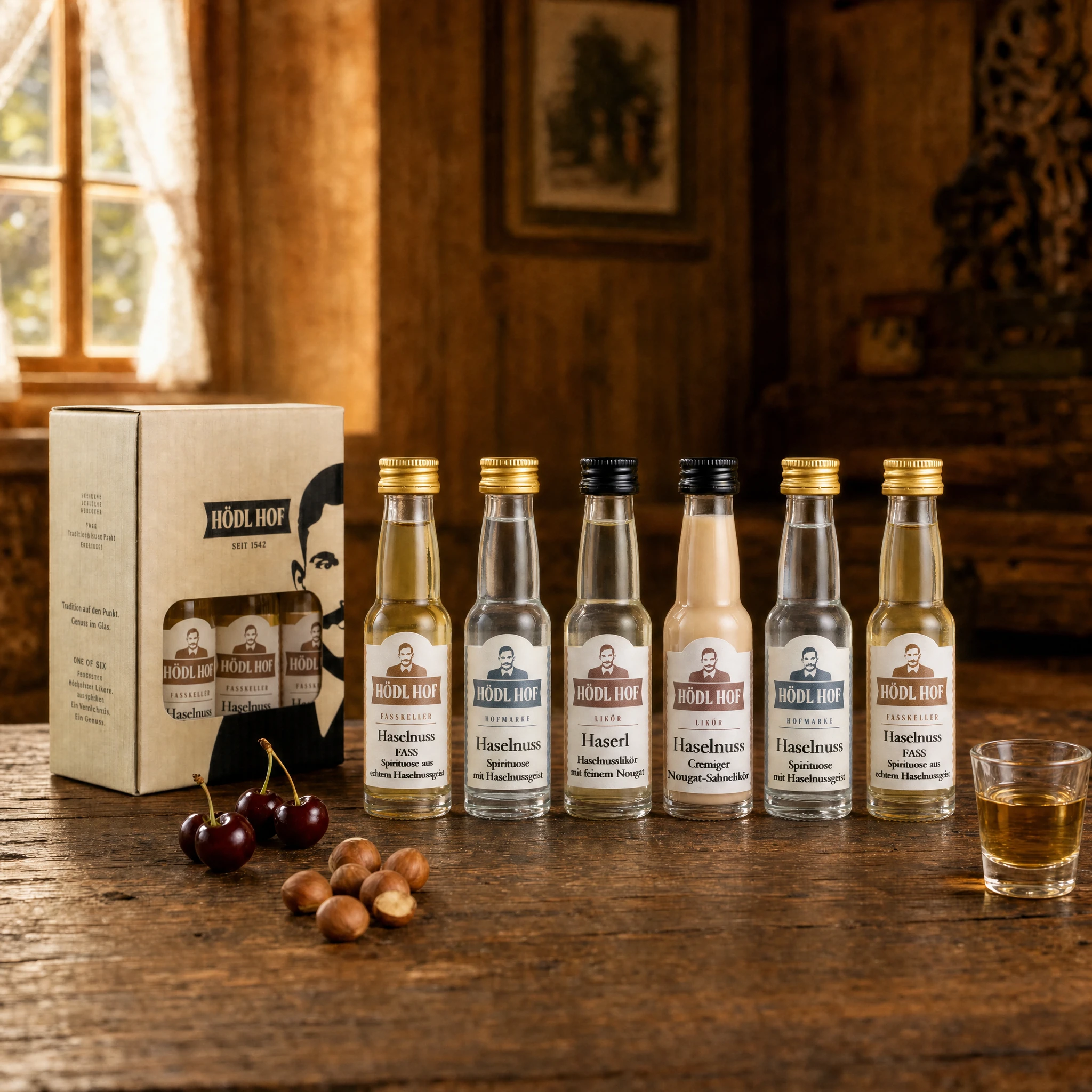 Hödl Hof Haselnussschnaps & Co  Miniaturen Probierset | 6x0,02l