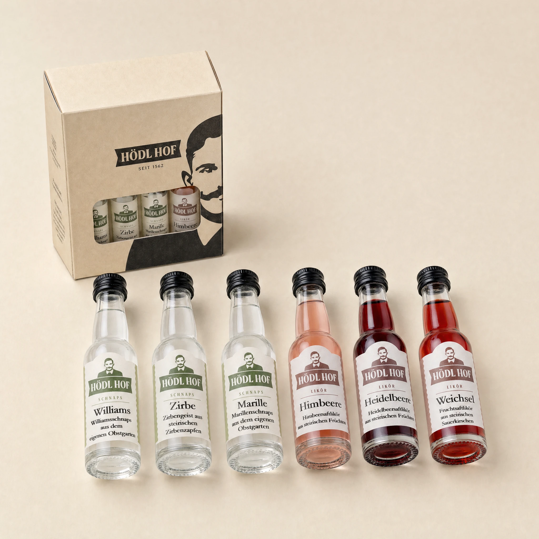 Hödl Hof Schnaps & Liköre 1 Miniaturen Probierset | 6x0,02l