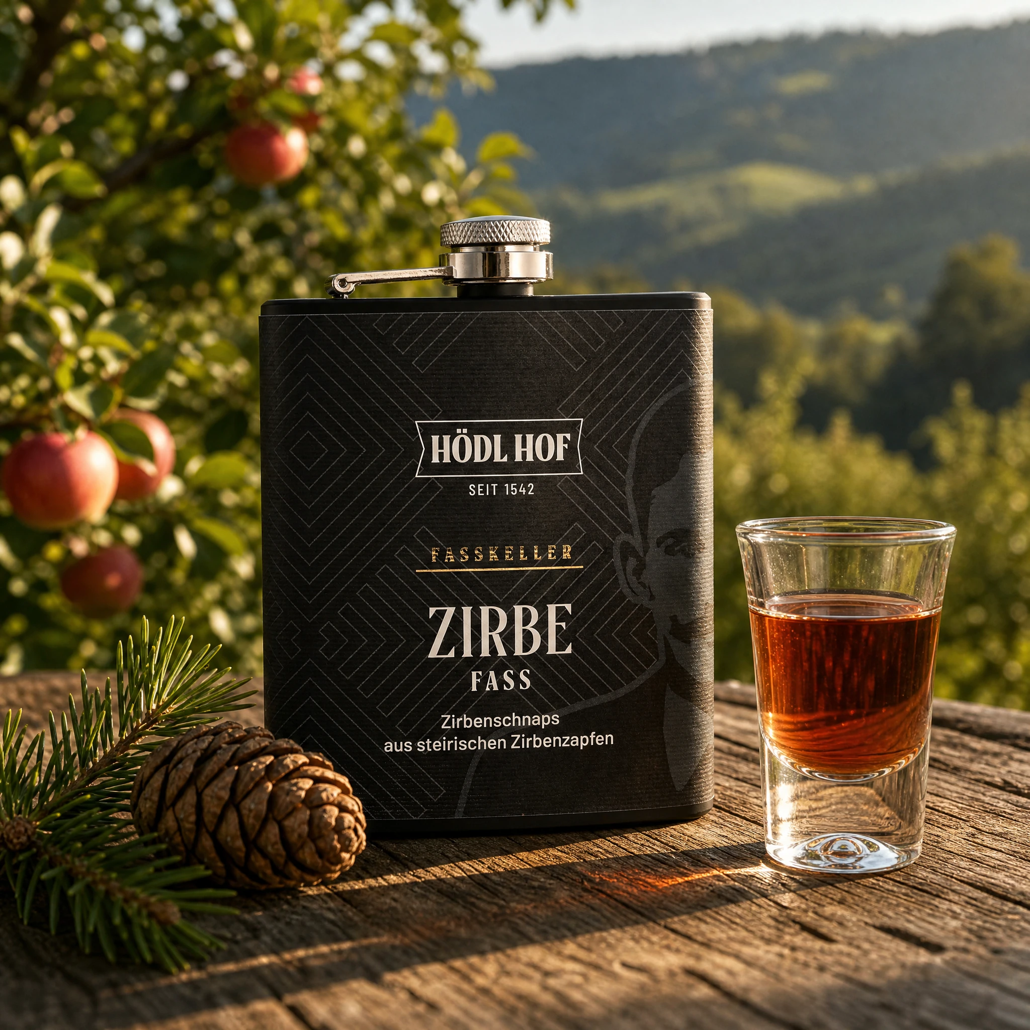 Hödl Hof Alte Zirbe Schnaps | 38% Vol. | 0,2l Flachmann