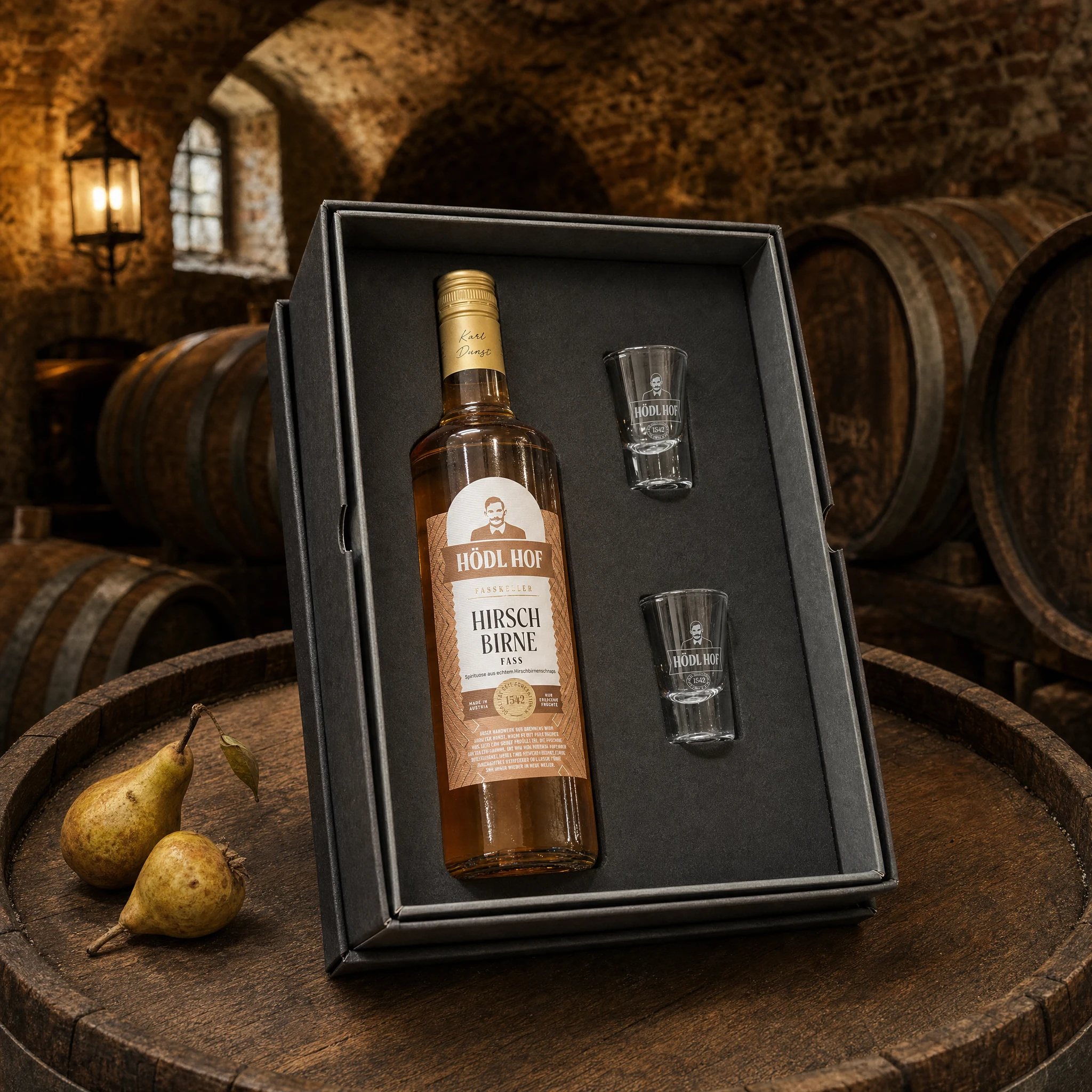 Hödl Hof Geschenkset Hirschbirne Fass | 0.7l