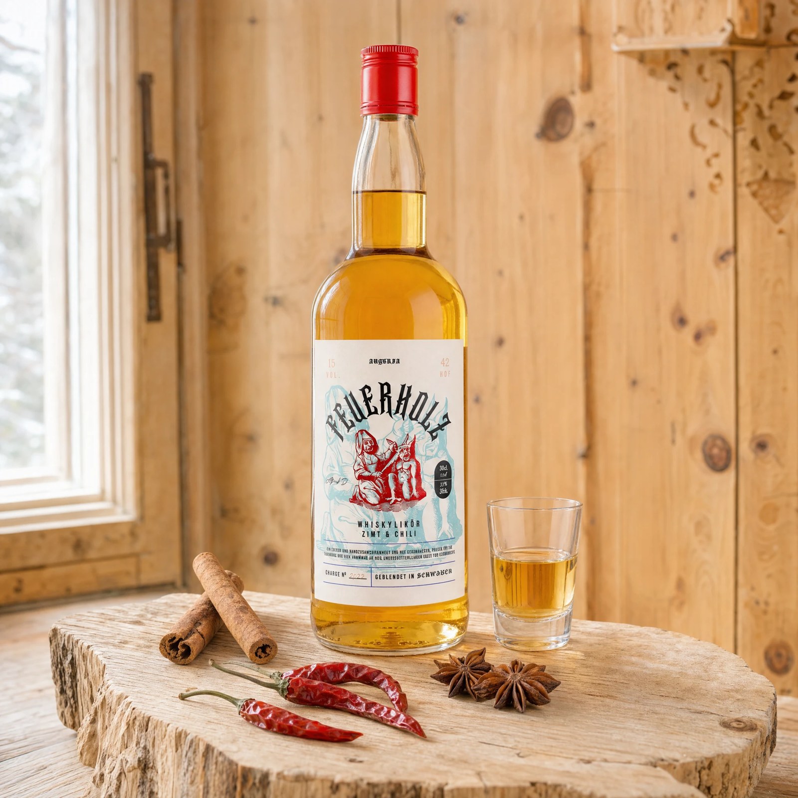 Feuerholz Whiskylikör mit Zimt & Chili | 33% Vol. | 1,0l