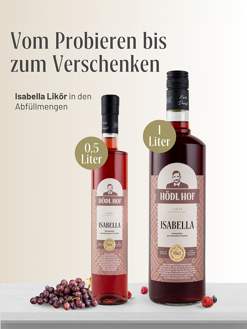 Isabella Likör in verschiedenen Größen